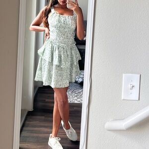 Floral Green Mini Dress